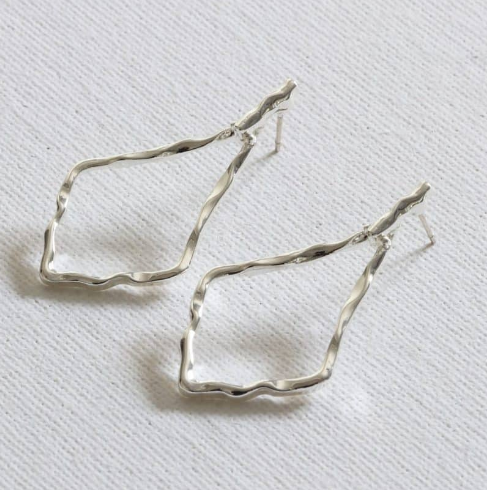 Silver Diamond Drop Earrings