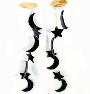 Star & Moon Black Wind Chimes