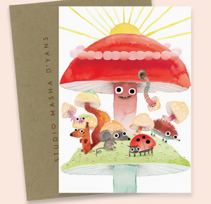 Mushroom Animal Gang Greeting Card