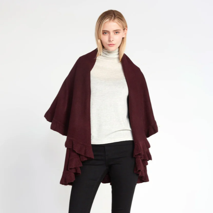 Raisin Ruffle Shawl Vest