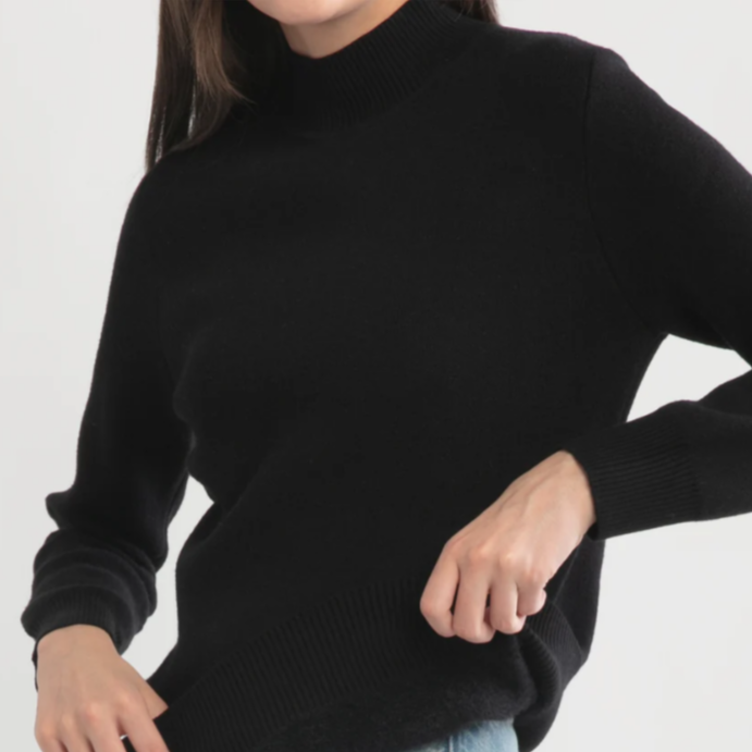 Black Thermal Mockneck Sweater