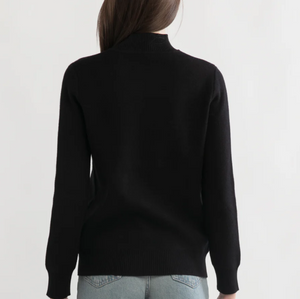 Black Thermal Mockneck Sweater