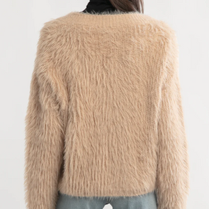 Tan Fuzzy Eyelash Sweater