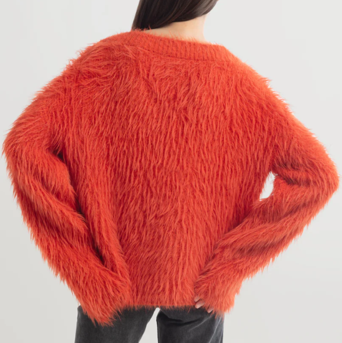 Burnt Orange Fuzzy Eyelash Sweater