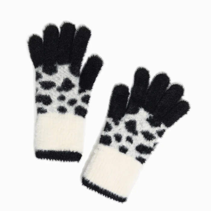 Leopard Faux Fur Fingerhole Gloves