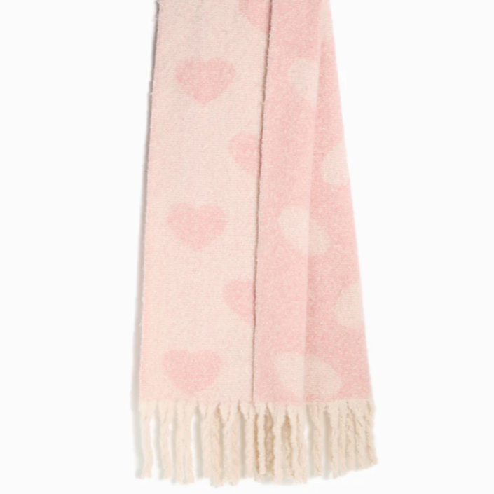 Pink Salt Knitted Heart Tassel Scarf