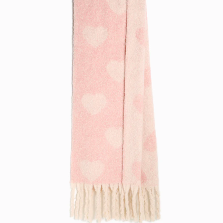 Pink Salt Knitted Heart Tassel Scarf