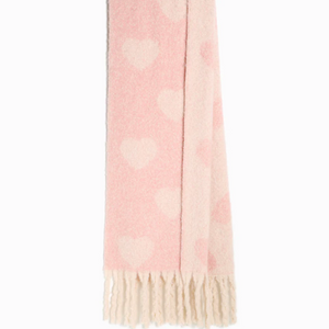 Pink Salt Knitted Heart Tassel Scarf