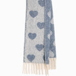 Denim Knitted Heart Tassel Scarf