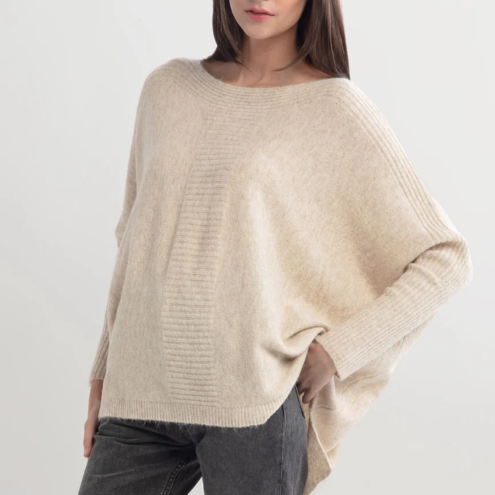 Tan Dolman Poncho Sweater