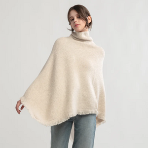 Tan Tassel Knit Cape Poncho