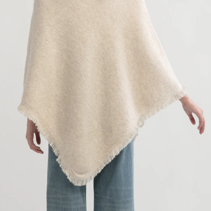 Tan Tassel Knit Cape Poncho