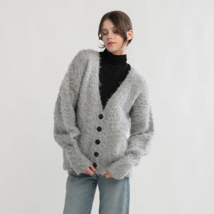 Grey Shaggy Fur Cardigan