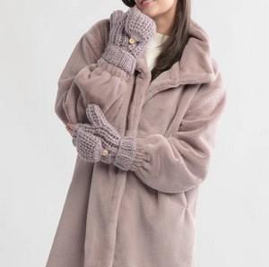 Lavender Shearling Stand Collar Coat