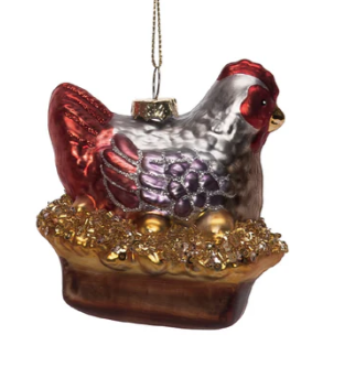 Red Glass Rooster Ornament