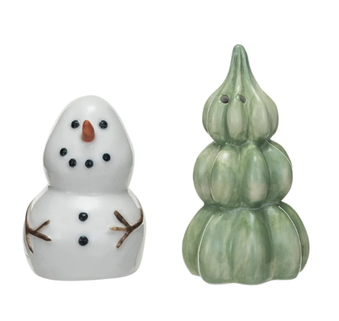 Snowman and Tree Salt & Pepper Shaker