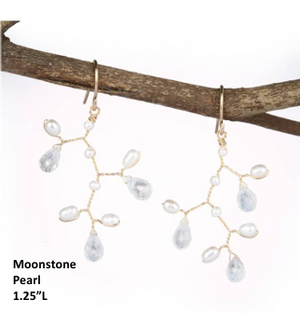 Earring Moonstone, Pearl 14K GF