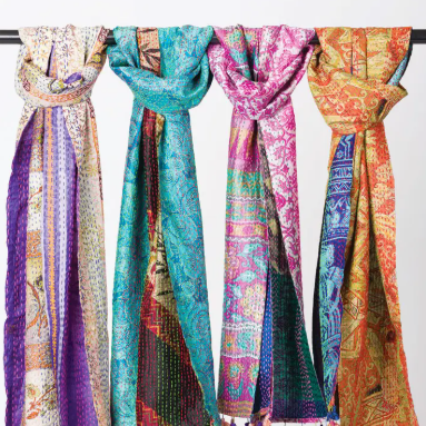 Kantha Silk Sari Scarves Assorted