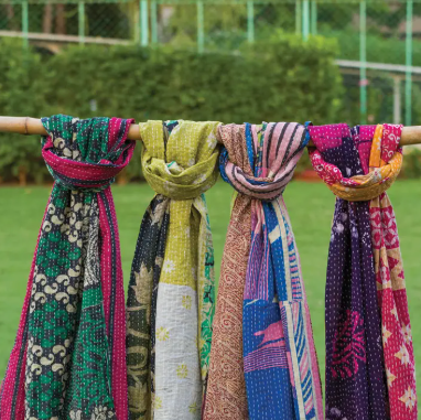 Cotton Kantha Scarves Assorted