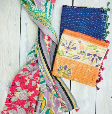 Cotton Kantha Scarves Assorted