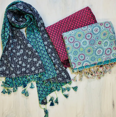 Cotton Kantha Scarves Assorted