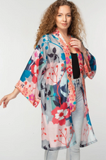 Malini Cupro Kimono Jacket Silver Multi Floral