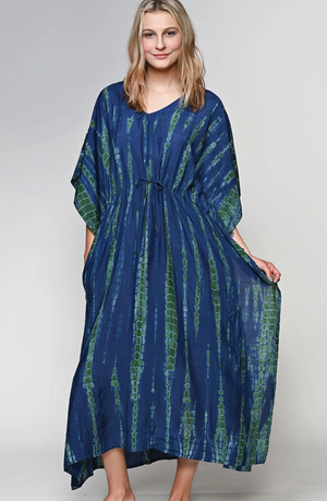 Shibori Caftan Navy & Green