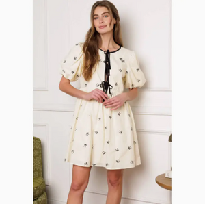 Kara Embroidered Mini Babydoll Dress