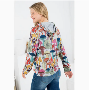 Whimsical Mushroom Print Hoodie