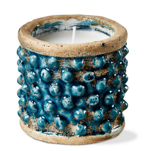 Blue Hobnail Citronella Candle