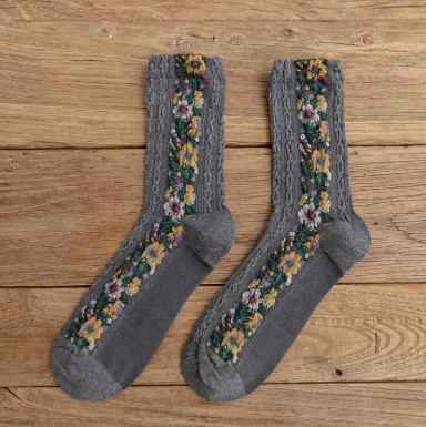 Vintage Floral Print Summer Socks