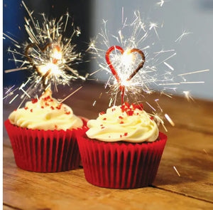 Mini Red Heart 4" Tube Sparklers