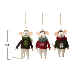 Felt Mouse in Tree Sweater Ornament