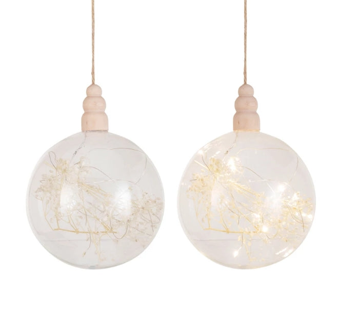 Glass Ball Botanical Lit Ornament