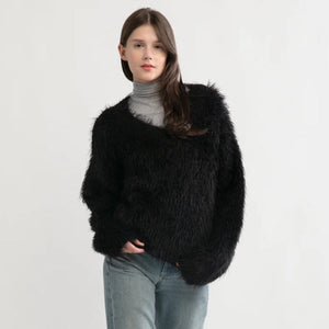 Black Fuzzy Eyelash Sweater