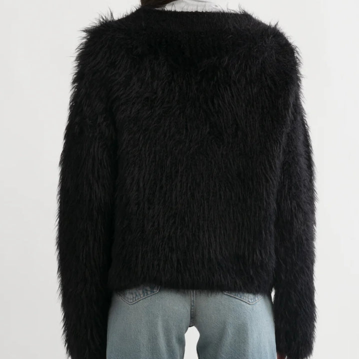 Black Fuzzy Eyelash Sweater