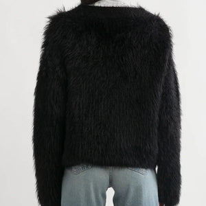 Black Fuzzy Eyelash Sweater