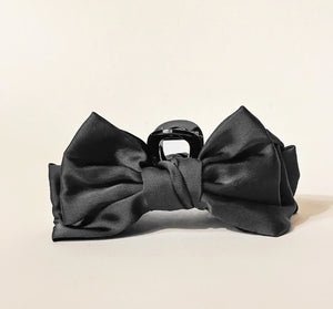 Black Satin Bow Claw Clip