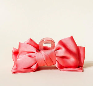 Rose Satin Bow Claw Clip