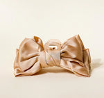 Beige Satin Bow Claw Clip