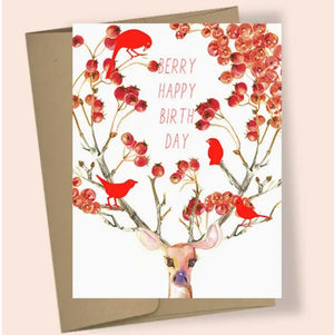 Berry Deer Birthday Card