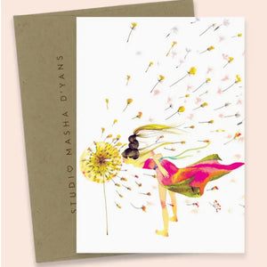 Blowing Dandelion Kimono Greeting Card