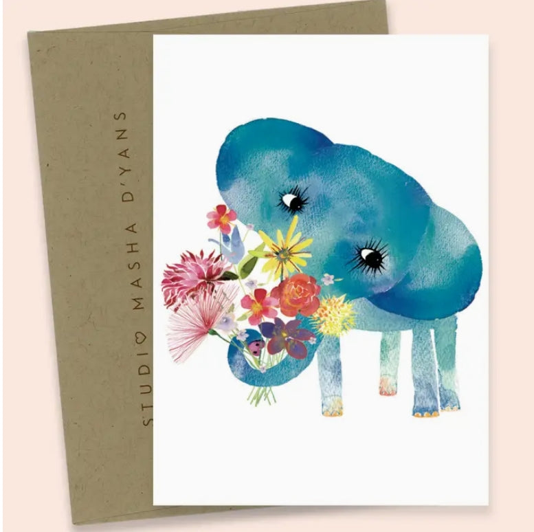 Bouquet Elephant Greeting Card