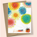 Fly Girl Flower Balloons Greeting Card