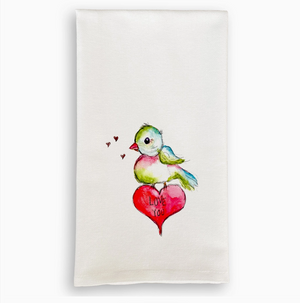 Love You Birdie On Heart Kitchen Towel