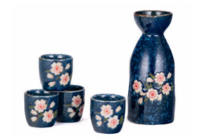 Blue Cherry Blossom Sake Set 1:4