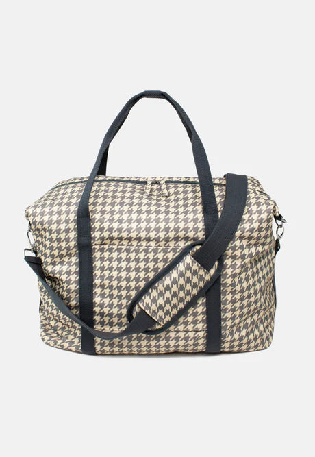 Cream and Grey Dogtooth Weekender Bag