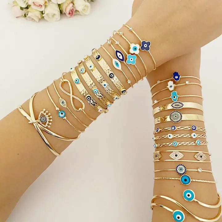 Evil Eye Rhinestone Cuff Bracelet