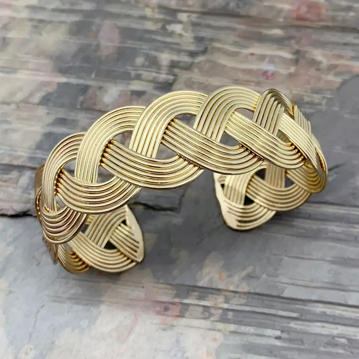 Gold Braid Cuff Bracelet