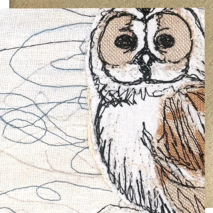 Winter Moon Owl Embroidery Art Card